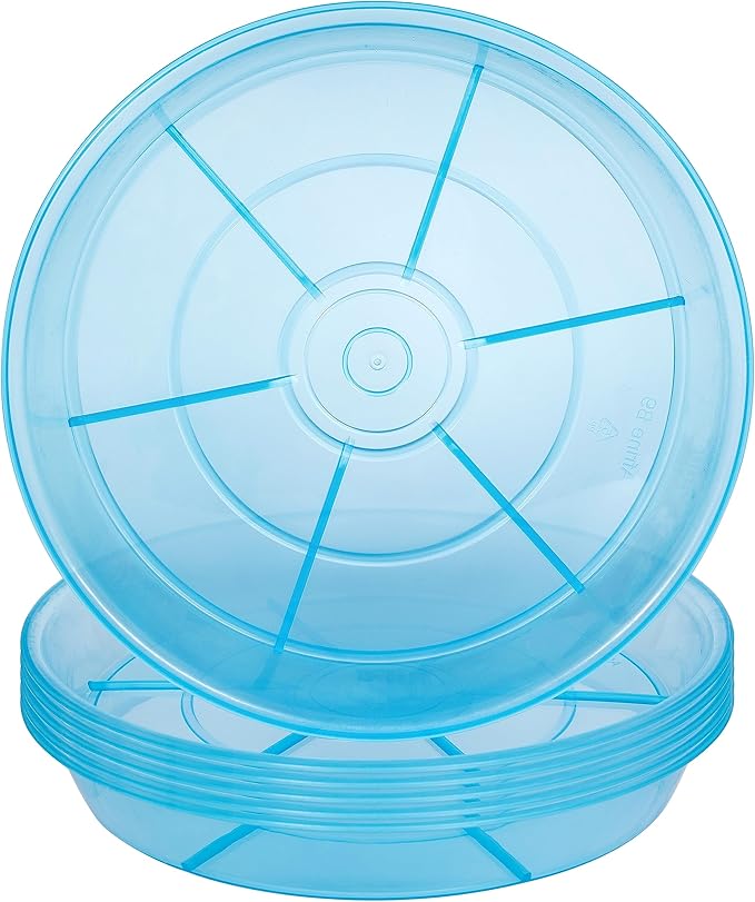 6 Pack Plant Saucer Drip Tray 7 8 inch, Plant Drainage Trays, Heavy Sturdy Plastic Planter Flower Pot Saucers for Indoor Outdoor Garden, Plant Water Drip Trays for pots (8", Blue)