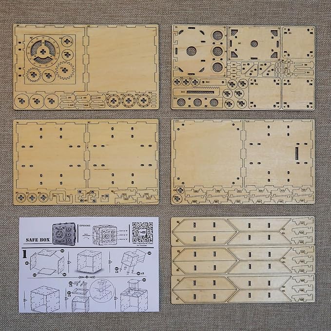 3D Wooden Safe Box Puzzle DIY Kit - 111 Pieces Mechanical Coin Bank with Combination Lock - Laser Cut, Elegant Design, Gift for Puzzle Lovers