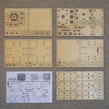 3D Wooden Safe Box Puzzle DIY Kit - 111 Pieces Mechanical Coin Bank with Combination Lock - Laser Cut, Elegant Design, Gift for Puzzle Lovers