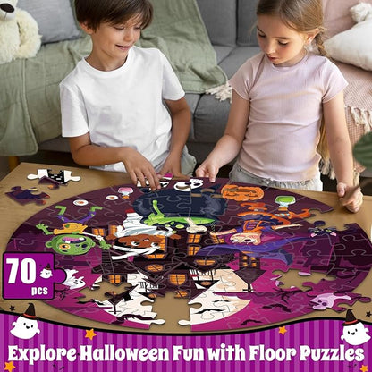 70PCS Halloween Floor Puzzles for Kids, Jumbo Floor Puzzle for Kid Age 3-5 Toddler Floor Puzzle Educational Learing for Kids