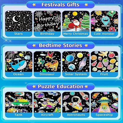 Kids Cartoon Projector Lamp, Cartoon Robot Car Projection Lamp, Rechargeable Robot Night Light with Music, Universe Starry Sky Rotate LED Animal Holiday Room Decor, 21 Discs(2pcs)