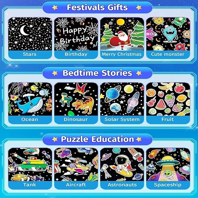 Kids Cartoon Projector Lamp, Cartoon Robot Car Projection Lamp, Rechargeable Robot Night Light with Music, Universe Starry Sky Rotate LED Animal Holiday Room Decor, 21 Discs(1pc)