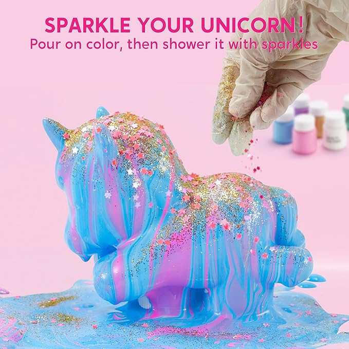 Klever Kits Glow in The Dark Unicorn Pouring Kit- Art and Crafts for Kids Aged 6+ Art Supply Toy, Kids Painting Kit, Unicorn Toy Birthday Gifts for Girls