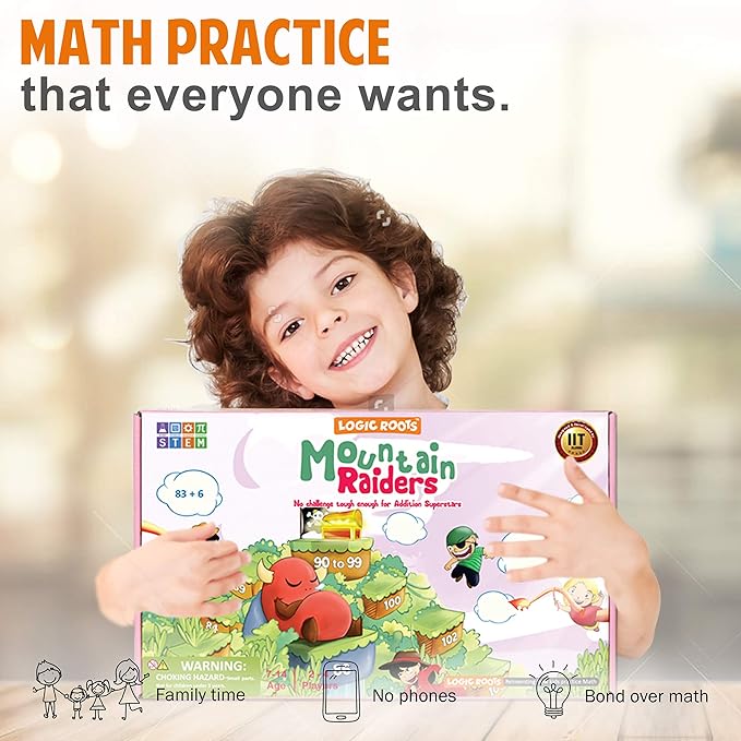 Mountain Raiders Addition Game - Fun Math Board Game for 7-9 Year Olds, Easy Start STEM Toy with Addition of 2 & 3 Digit Numbers, Perfect Learning Gift for Girls & Boys, Grade 2 and Up
