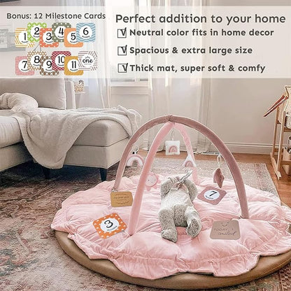 5-in-1 Thick & Plush Baby Play Gym, Baby Play Mats for Floor, Tummy Time Mat with 6 Toys, Cat Bed Dog Bed, Convertible Stage-Based Developmental from Babies to Toddlers, Ball Pit, Pet Cushion Cloudico