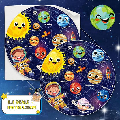 Floor Puzzles for Kids Ages 4-6 70 Piece Glow in The Dark Solar System Puzzles 3-5 Space Planets Toys Large Jigsaw Puzzle Learning Educational Toy Birthday Gift for Boys Girls Ages 6-8