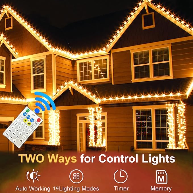 Solar Christmas Lights Outdoor, Upgraded 212FT 640LED Solar Power Christmas Lights with Remote,19 Modes Waterproof Solar String Lights for Outside Garden Home Christmas Decorations (Warm White)