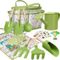 Kids Gardening Set 14Pcs Gardening Tools for Kids with Tote Bag,Watering Can, Shovel, Apron, Garden Book and More Educational STEM Learning Outdoor for Toddlers Boys Girls (Green-1)