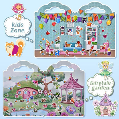 6 Set (260pcs) Puffy Sticker Books Activity for Girls, Fairytale Garden, Princess Party, Mermaid, Kids Zone, Girls' Shop, 3D Reusable Stickers, Travel Sticker Books for Kids Ages 3+