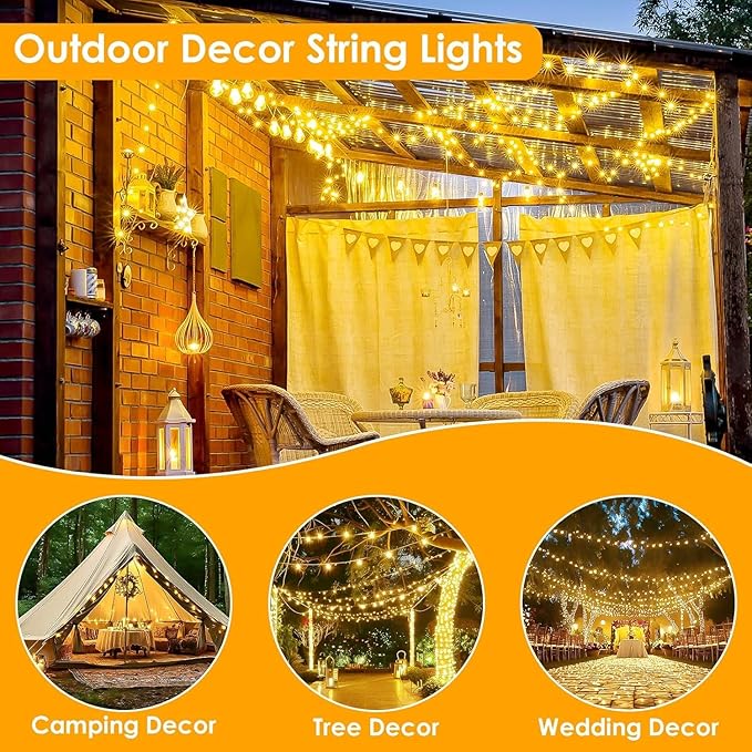 2Pack Each 66Ft 200 LED Fairy Lights Plug in with Remote, Waterproof String Lights Outdoor & Indoor, String Lights 8 Modes with Timer, Twinkle Light for Girl's Room Christmas Decorations (Warm White)