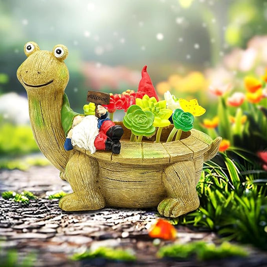 Solar Garden Statues, Turtle Garden Decor Outdoor Solar Lights, Mom Gifts for Mothers Day Grandma Wife Daughter, Cute Tortoise Figurine Yard Decorations Outdoor for Patio, Balcony, Lawn Ornament