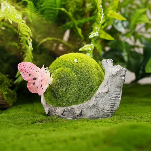 Solar Snail Garden Statue Lights for Outdoor Decor Flocking with LED Figurine Lighting Resin Slug Flocked Decorations for Patio Lawn Yard Home Housewarming Mom Wowen Gifts