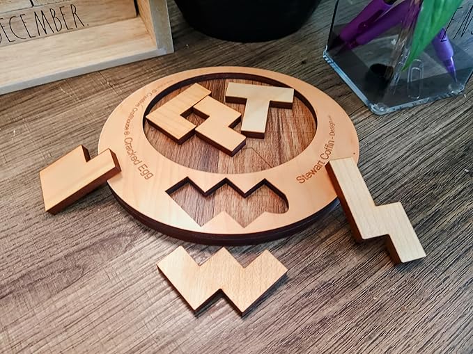 Difficult Puzzle for Adults - The Cracked Egg - 7 Piece Wood Brain Teaser Made in The USA from Creative Crafthouse
