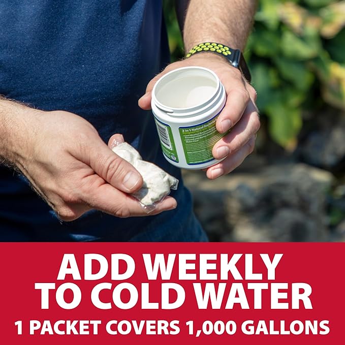 The Pond Guy Seasonal Defense, Spring & Fall Beneficial Bacteria, Barley & Enzymes, Cold Water Pond Sludge & Scum Treatment, Fish & Plant Safe, 12 Packets