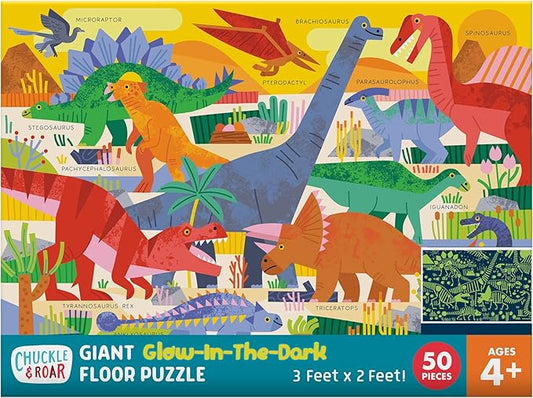 Chuckle & Roar Dinosaur Glow Floor Puzzle 50pc