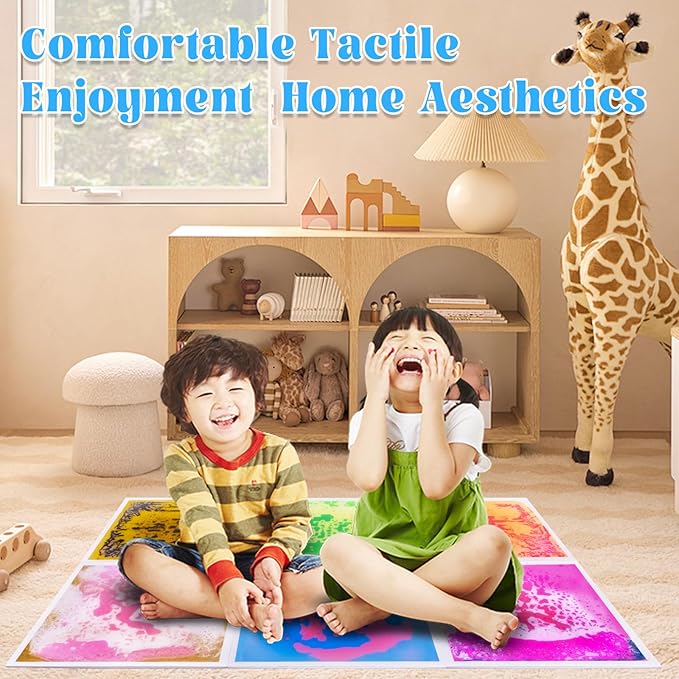 Liquid Lava Tiles for Kids： 11.8x11.8 in Educational Play Mat with Non-Slip Base Develop Motor Skills & Creativity for Children 3-12 Years（6PTFM3