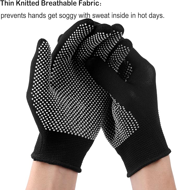 24Pcs Work Gloves Anti-slip Knitted Stretchy Cloth Glove Thin Moist Glove Liners