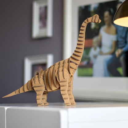 Cottify Dinosaur 3D Cardboard Puzzle - Fun 3D Puzzles for Adults & Kids, Easy to Assemble 3D Puzzle, Eco-Friendly, No Scissors or Glue Needed, Perfect Sustainable Gift (Brachiosaurus)