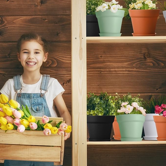 Mumufy 54 Pack 4 Inch Plant Pots Bulk Small Planter with Drainage Hole and Saucer Small Plastic Pots for Flowers Succulent Cactus and All House Indoor(Classic)