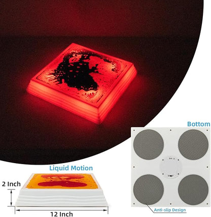 Art3d 12×12 Inch Sensory Interactive Yellow-Red Liquid Motion Tiles for Toddlers Kids & Adult - Touch Sensitive 7 Color Changing Flooring Tile for Home Décor, Indoor & Outdoor Activities, 1-Pack