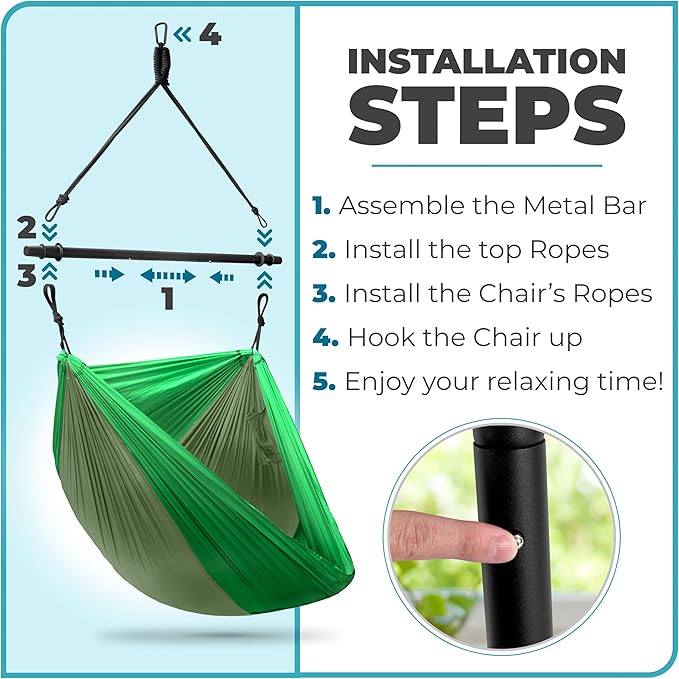 Sorbus Hanging Hammock Chair - Tree Pod Sensory Swing - Outdoor Camping Cacoon Chair - Collapsible and Lightweight Swings - Swinging Rocker Chairs for Camp, Travel, Hiking, Tent, Porch (500 lb Max)