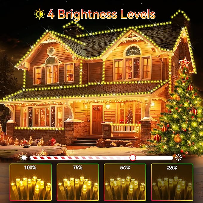 Hezbjiti 1000 LED 403 FT Christmas String Lights Outdoor, 8 Lighting Modes IP44 Waterproof Fairy Lights with Timer and Dimmable Function for Home Party Tree Decorations (Warm White, Clear Wire)