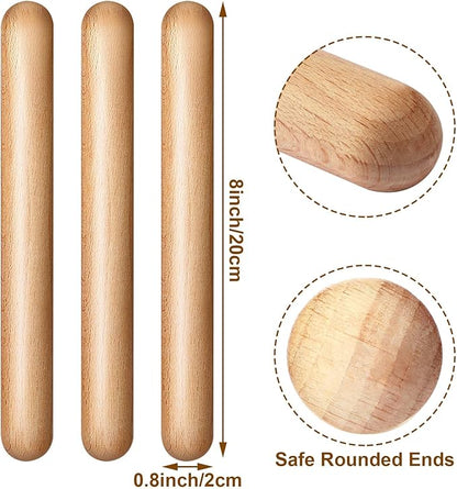 Boao 20 Pcs 8 Inch Music Rhythm Sticks for Kids Bulk, Music Lummi Sticks with Carry Bag, Classical Wood Claves Musical Percussion Instrument Drumsticks Classroom School Perform Show Set