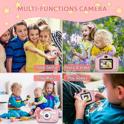 Kids Camera Toys for 3 4 5 6 7 8 9 10 11 12 Years Old Boys/Girls, Kids Digital Camera for Toddler with Video, Birthday Festival for Kids, Selfie Camera for Child, 32GB TF Card