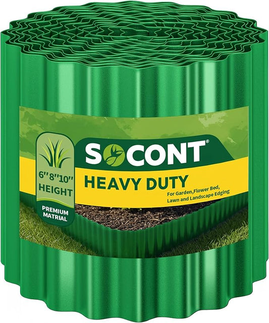 Corrugated Metal Garden Edging, 6"×40Ft Durable Landscape Border for Garden, Lawn, Flower Beds and Paver Edging (Green)