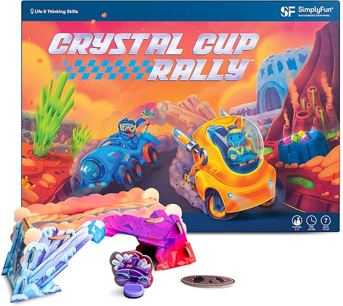 SimplyFun Crystal Cup Rally - Educational Kids Game - Develops Reasoning Skills, Planning, & Strategic Thinking - 2-5 Players, Ages 7 & Up