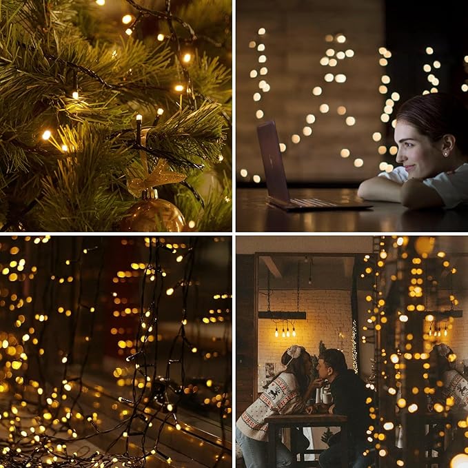 200 Led Solar String Lights Outdoor, 82ft Warm White Solar String Lights, 8 Lighting Mode Solar Fairy Lights for Outside, Waterproof Solar String Lights for Outside,Garden,Courtyards,Trees, Patio