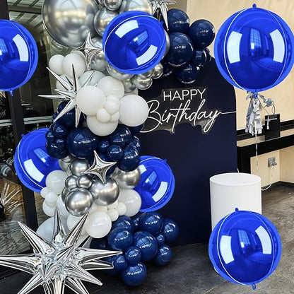 Giant 4D Foil Balloons, 6Pcs Large Metallic Royal Blue Round Balloons, 22 Inch Big Round Foil Balloon for Blue Sea Birthday Party Baby Shower Wedding Decorations