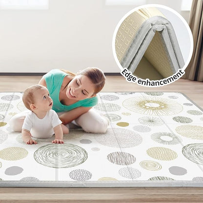 Baby Play Mat for Floor,Baby Play Mat for 59''x 59''Playpen,Reversible,0.8 in Thick Waterproof Playmat,Anti-Slip Floor Playing Mats,Non-Toxic,Baby Playmat for Indoor and Outdoor Use,Circle