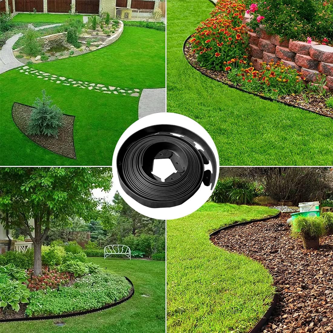 Garden Edging Borders 66FT,Landscape Edging Black[Extra Tall 4IN High] with 60pcs Stakes,Lawn Edging Flexible Garden Border Mini Plastic Fence for Flower Bed Landscaping