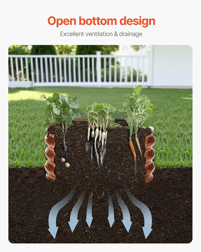 VEVOR 3 Pcs 2x2x1ft Round Galvanized Raised Garden Bed Kit, Outdoor Metal Raised Beds for Gardening Vegetables, Easy Assembly Garden Planter Box for Flowers Fruits with Open Base