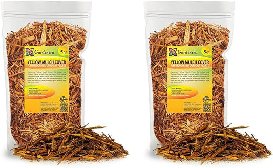 Yellow Mulch - Retain Moisture and Suppress Weeds for a Thriving Landscape - 10 QUARTS