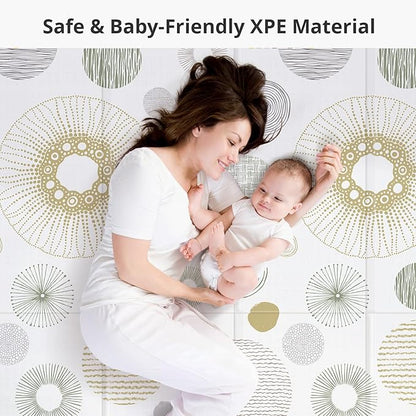 Extra Large Play Mat for Baby, 0.8 Inch Thick BPA Free, Reversible Foldable Baby Play Mat, 79" x71" Waterproof Foam Floor Baby Crawling Mat, Portable Playmat for Infants, Toddler, Kids, Circle