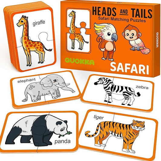 QUOKKA Toddler Puzzles Ages 2-4 – 100% Self-Correcting 16 Matching Pairs of Wild Animals – Educational Toddler Puzzles Ages 1-3 with 32 Pieces - Memory Matching Games for 3-5 Years Old Boys and Girls