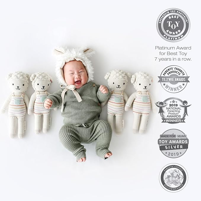 cuddle + kind Avery The Lamb Regular 20" Hand-Knit Doll – 1 Doll = 10 Meals, Fair Trade, Heirloom Quality, Handcrafted in Peru, 100% Cotton Yarn