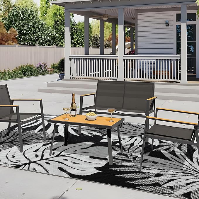 Outdoor Rug 5x8 ft Waterproof, Reversible Outdoor Plastic Straw Rug for Patios Clearance, Outdoor Area Rug Carpet RV Mat for Camping Backyard Deck Porch