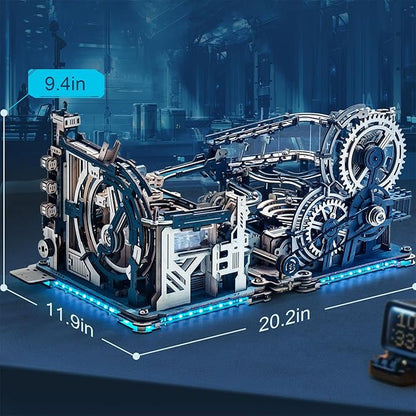 ROKR 3 in 1 Electric Wooden Marble Run, 3D Puzzles for Adults, Wood Model Building Toy Kits, Ideal Gift for Boys and Men