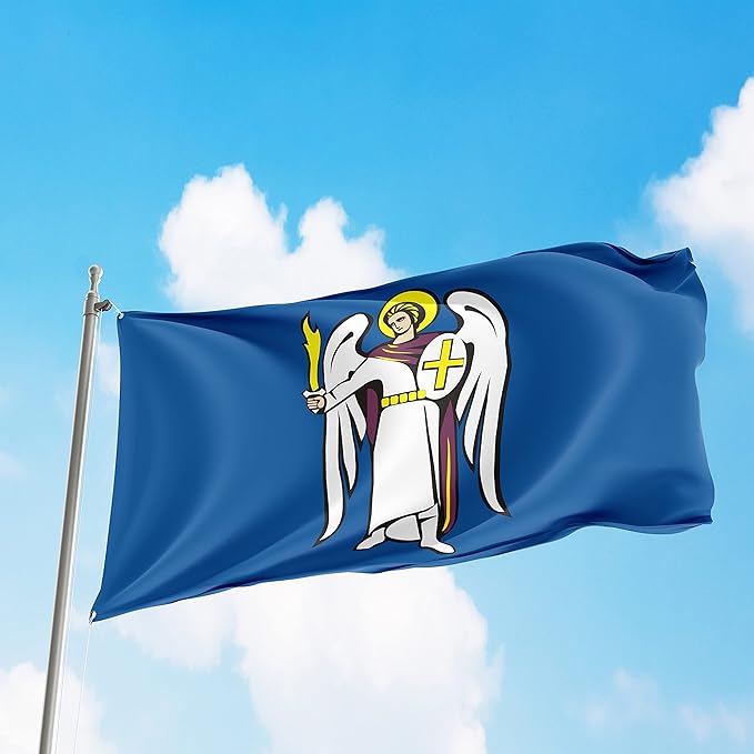 Kyiv City Ukraine Flag 3x5 ft – Vibrant Heritage Banner for Garden or Home, Display Rich History & Pride, Powerful Reminder of Ukrainian Spirit – Vivid Color, Double Stitched, Brass Grommets