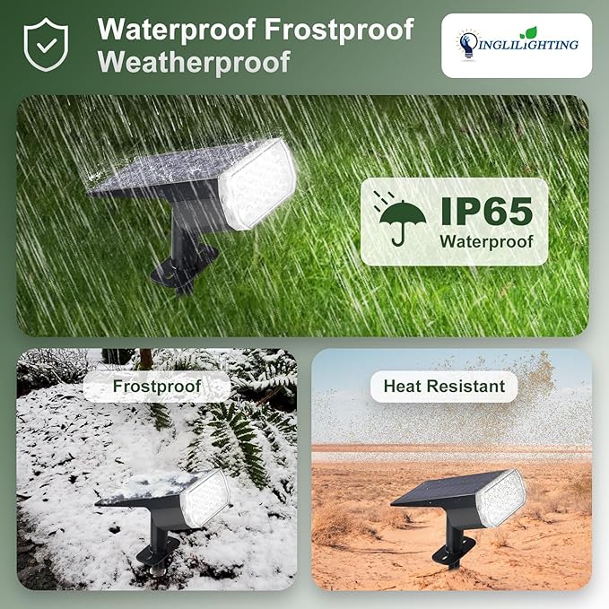 DINGLILIGHTING Solar Lights Outdoor Waterproof: IP65 Led Spot Light Decorations for Garden - 3 Lighting Modes Solar Powered for Yard - Dust to Dawn Uplighting Landscape Pathway Drive Patios 4PC White