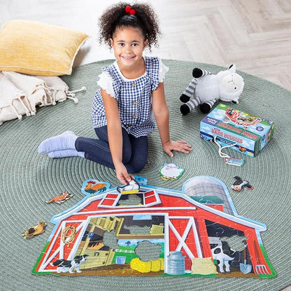 Peaceable Kingdom Shiny Barn Buddies Floor Puzzle - Farm Animal Puzzle for Kids Ages 3 and Up