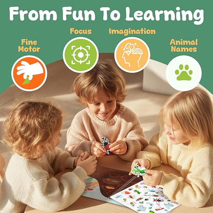 Excool Jelly Stickers for Toddlers - Waterproof Reusable Sticker Book for Kids, Easy to Clean Removable Animal Stickers for Kids, Reusable Sticker Books for Toddlers