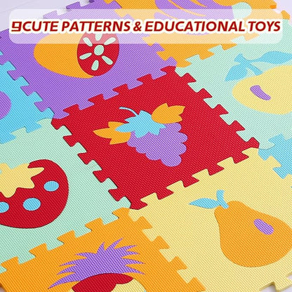 Coolcandy Baby Play Mat Without Fence, 9Pcs Interlocking Puzzle Floor Mat, 0.4" Thick Non-Toxic EVA Foam Play Mat, for Infants & Toddlers 3-36 Months, Soft Puzzle Tiles for Play Areas