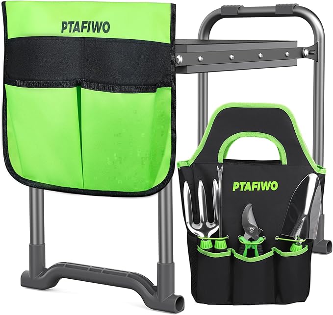 Upgraded Kneeler and Seat - Thicken & Widen Soft Kneeling Pad, Heavy Duty Gardening Stool with 2 Tool Bags & 4 Garden Tools, Gifts for Women, Men & Seniors