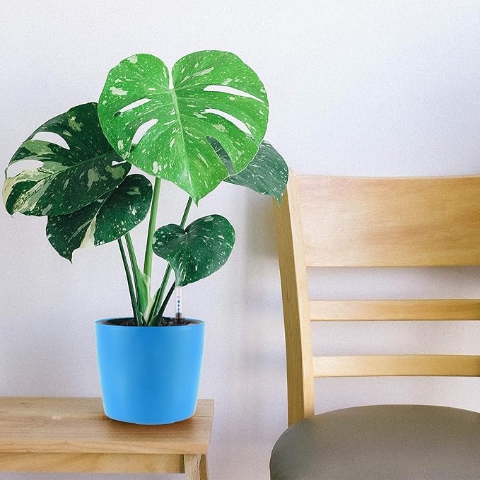 KINJOEK 4 Packs 7 Inch Self Watering Pot with Water Level Indicator, Blue Modern Garden Decorative Flower Self-Watering Planter for Indoor Plants Grow African Violets Succulents