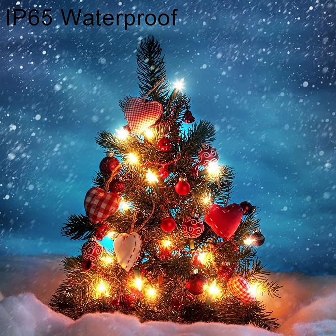 2 Pack Battery Operated String Lights with Remote Timer Waterproof 8 Modes 16.4ft 50 LED String Lights for Bedroom,Garden,Party,Xmas Tree Indoor Outdoor Decorations, Warm White