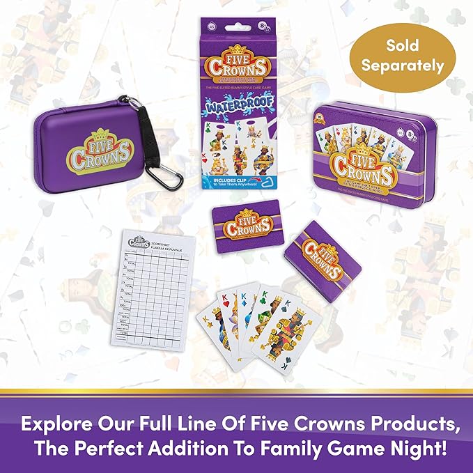 PlayMonster Five Crowns Collectible Tin – Card Game for Kids and Adults, Family Game Night, The Game isn’t Over Until the Kings Go Wild!, 5 Suited Rummy Style Card Game, 1-7 Players, Ages 8+